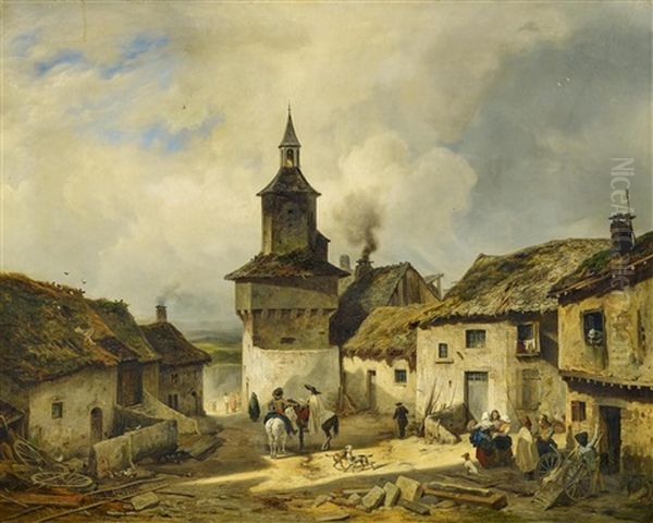 Franzosische Dorflandschaft Oil Painting by Julien Michel Gue