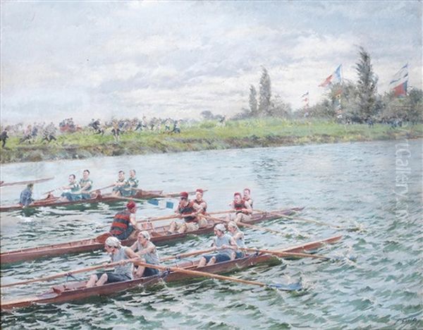 The Boat Race Oil Painting by Ferdinand Joseph Gueldry