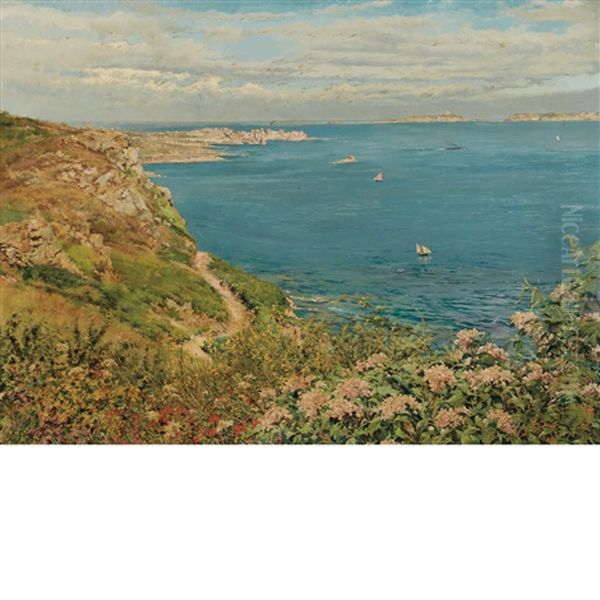 Coastal View Oil Painting by Ferdinand Joseph Gueldry