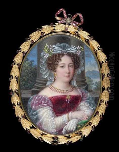 Portrait De Marie - Isabelle D'espagne (1789 - 1848), Reine Des Deux - Siciles Oil Painting by Bernhard von Guerard