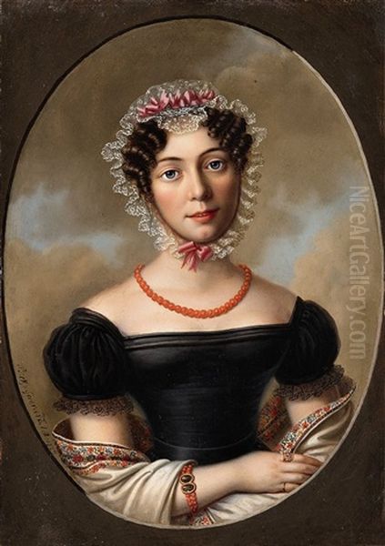 Portrait Of The Elder Sister Caroline Von Guerard Oil Painting by Bernhard von Guerard