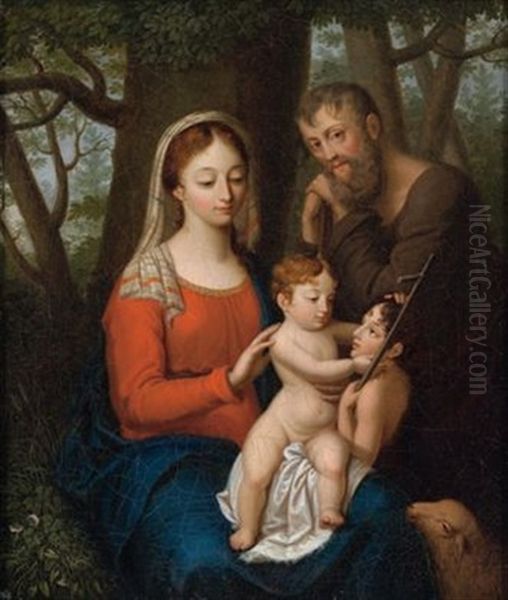 Die Heilige Familie Mit Dem Johannesknaben Oil Painting by Bernhard von Guerard