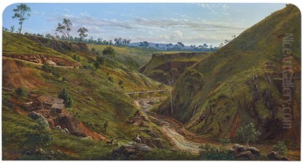 Breakneck Gorge, Hepburn Springs Oil Painting by Eugen von Guerard