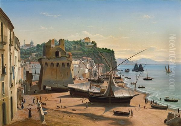 Marina At Vietri Oil Painting by Eugen von Guerard