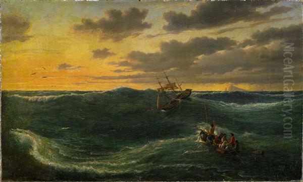 Shipwreck At The Australian Coast Oil Painting by Eugen von Guerard