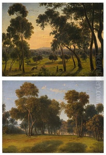 Police Paddock, Melbourne (pair) Oil Painting by Eugen von Guerard