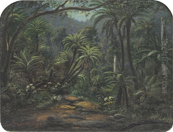 Ferntree Gulley Oil Painting by Eugen von Guerard