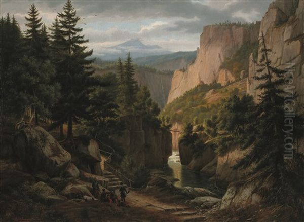 Mountainous Landscape Oil Painting by Eugen von Guerard