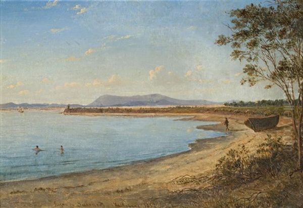 Mount Macedon From A Point Between St. Kilda And Brighton Oil Painting by Eugen von Guerard