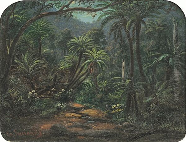 Ferntree Gully In The Dandenong Ranges Oil Painting by Eugen von Guerard