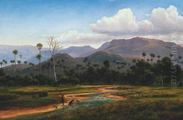 Mountain Scenery Near Jamberoo, New South Wales Oil Painting by Eugen von Guerard