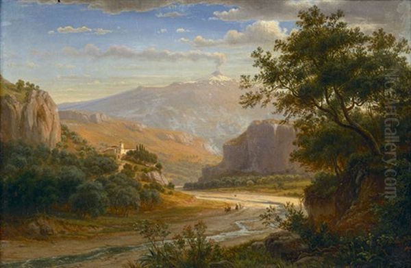 Mount Etna, Sicily From San Giovanni by Eugen von Guerard