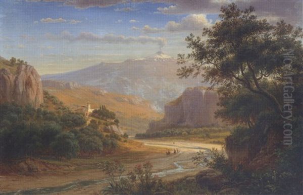 Mount Etna, Sicily From San Giovanni Oil Painting by Eugen von Guerard