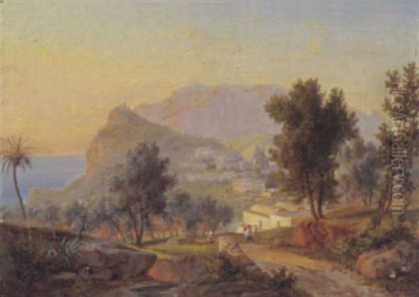 Capri Oil Painting by Eugen von Guerard