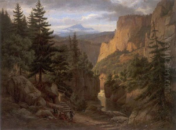 Mountainous Landscape Oil Painting by Eugen von Guerard