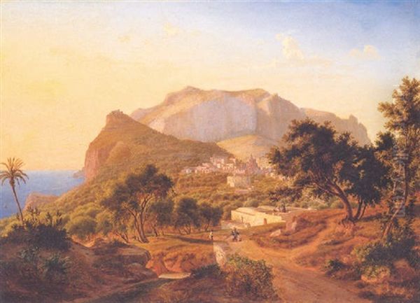 Capri Oil Painting by Eugen von Guerard