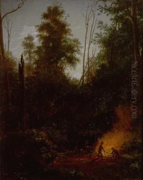 Moonlight Scene In The Ranges From Dandenong To Gippsland Oil Painting by Eugen von Guerard