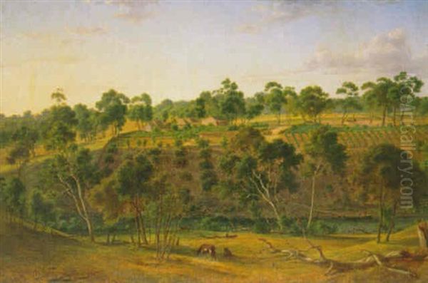 The Farm Of Mr. Perry On The Yarra Oil Painting by Eugen von Guerard