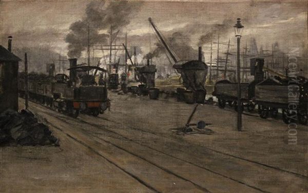 The Station, Dieppe Oil Painting by Henri-Charles Guerard