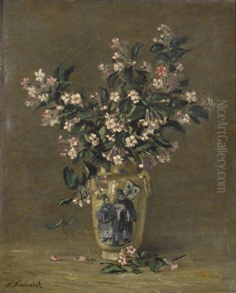 Stillleben Mit Bluhenden Zweigen In Asiatischer Vase Oil Painting by Henri-Charles Guerard