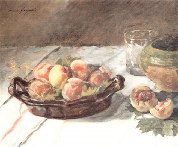 A Still Life With Peaches Oil Painting by Jeanne Guerard-Gonzales