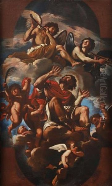 L'apotheose De Saint Chrysogone, Dans Un Encadrement Cintre Oil Painting by  Guercino