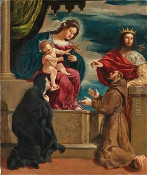 Madonna And Child With Saint Catherine Oil Painting by  Guercino