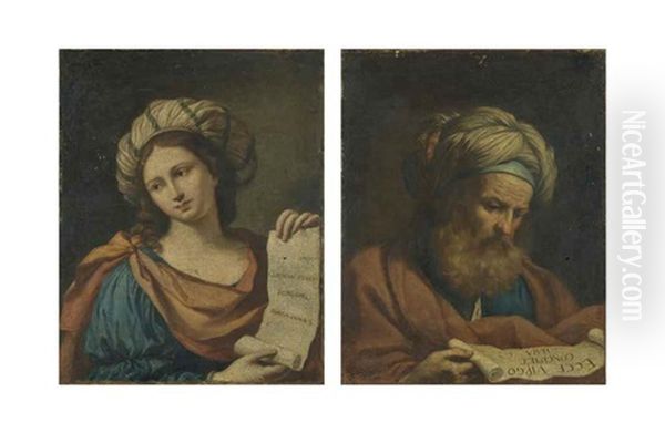 Sibylle De Cumes; Isaie (2 Works) Oil Painting by  Guercino