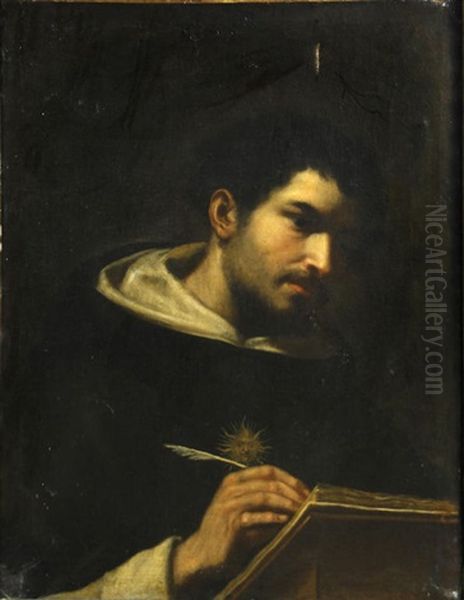 A Dominican Monk Writing At His Desk Oil Painting by  Guercino