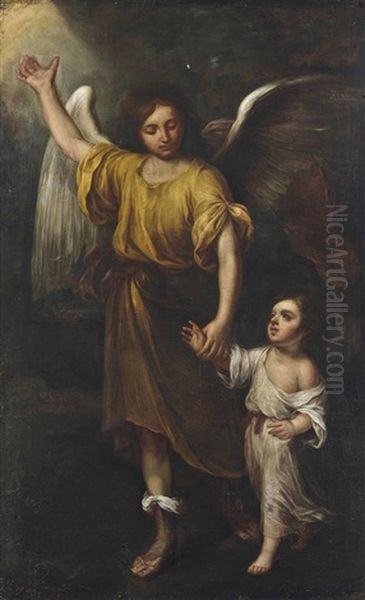 Tobias And The Archangel Oil Painting by  Guercino