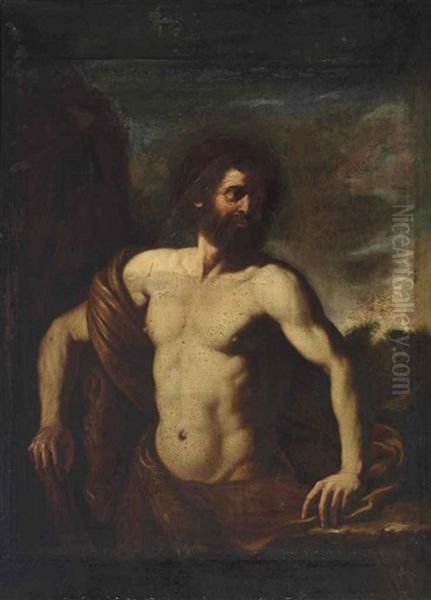 Hercules In A Wooded Landscape Oil Painting by  Guercino