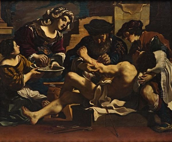 San Sebastiano Curato Dalla Pia Irene Oil Painting by  Guercino