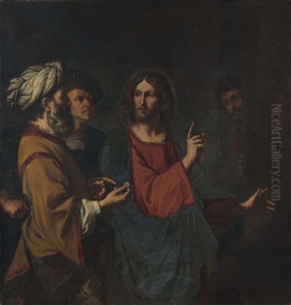 Cristo Della Moneta (il Tributo) Oil Painting by  Guercino