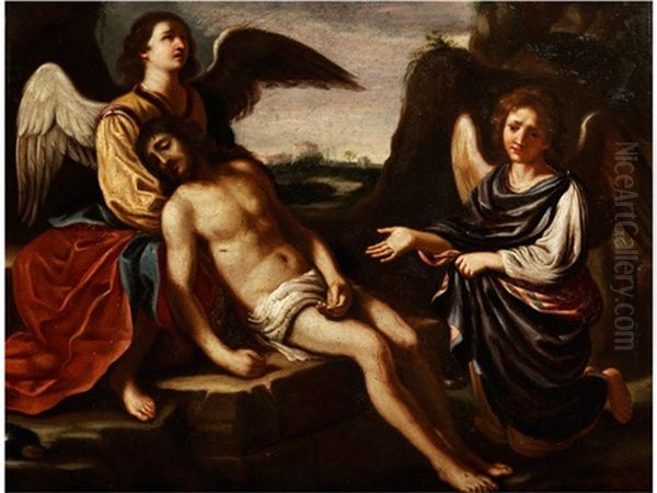 Engel Beweinen Den Leichnam Christi Oil Painting by  Guercino