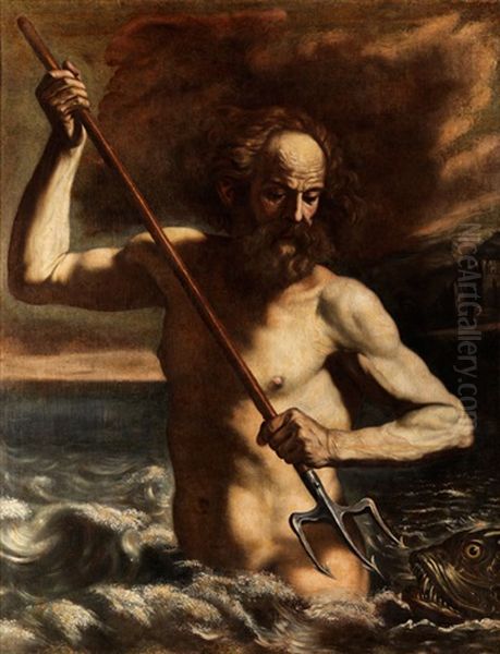 Neptun In Den Meereswogen Oil Painting by  Guercino