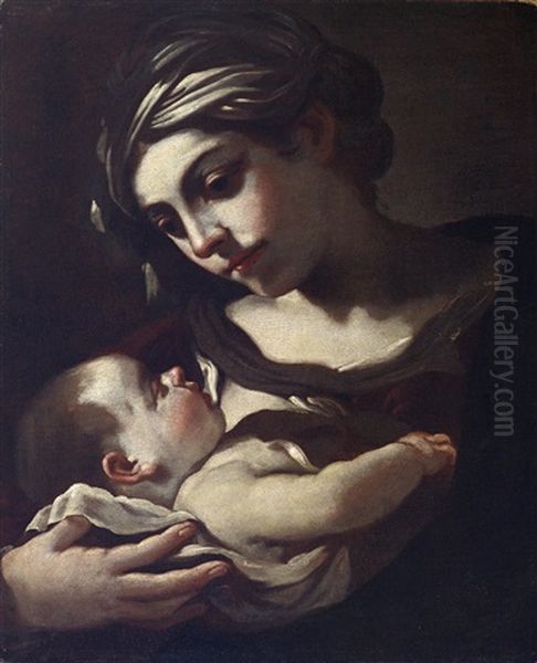 Madonna Mit Kind Oil Painting by  Guercino