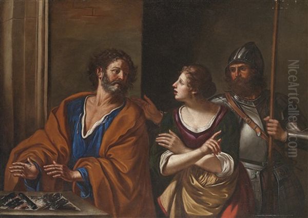 Die Verleugnung Petri Oil Painting by  Guercino