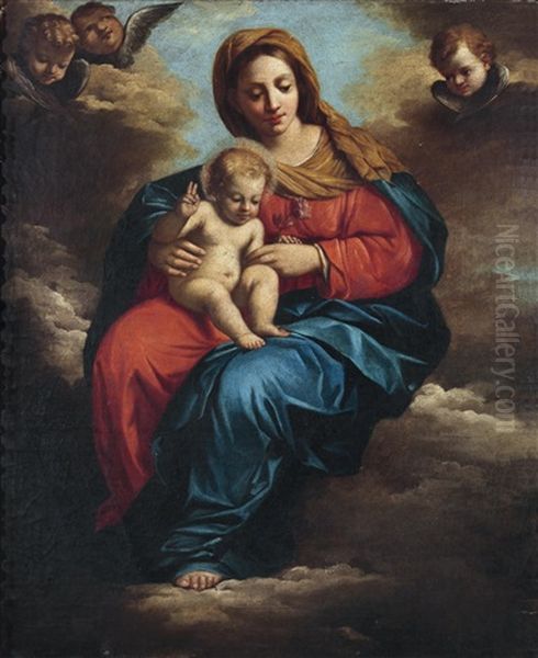 Madonna Mit Kind Auf Wolken Oil Painting by  Guercino