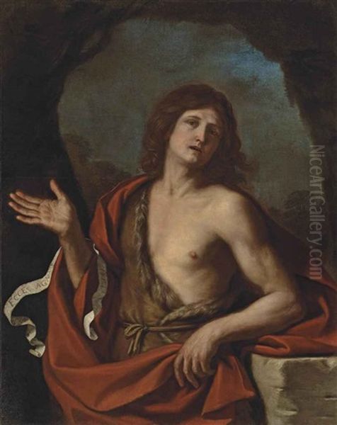 Saint John The Baptist In The Wilderness Oil Painting by  Guercino