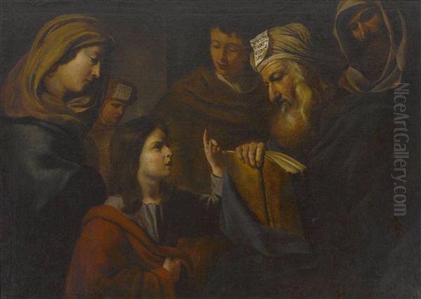 Der Zwolfjahrige Christus Im Tempel Unter Den Schriftgelehrten Oil Painting by  Guercino