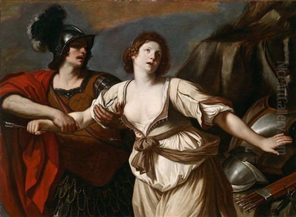 Rinaldo Halt Armida Ab, Sich Mit Einem Pfeil Zu Toten Oil Painting by  Guercino