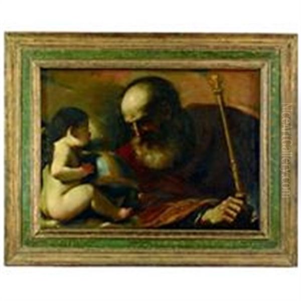 Dieu Le Pere Et L'ange Oil Painting by  Guercino