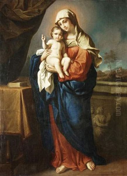 Vierge A L'enfant Benissant Oil Painting by  Guercino