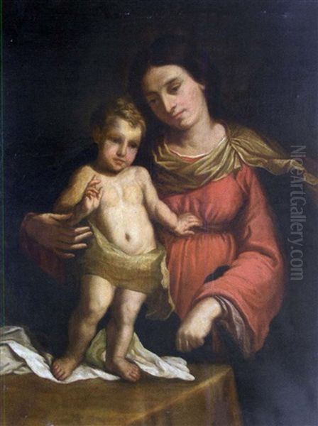 Vierge Avec L'enfant Benissant Oil Painting by  Guercino