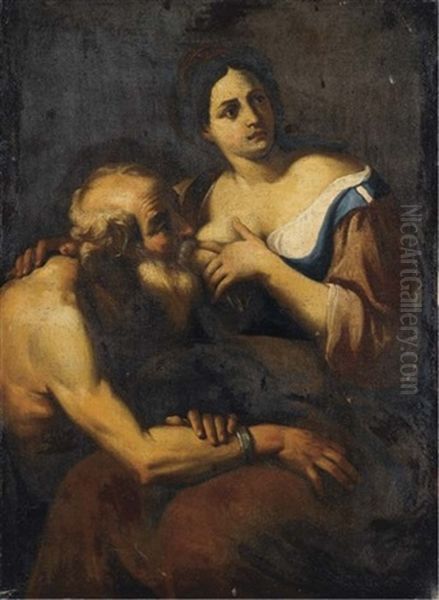 La Charite Romaine Oil Painting by  Guercino