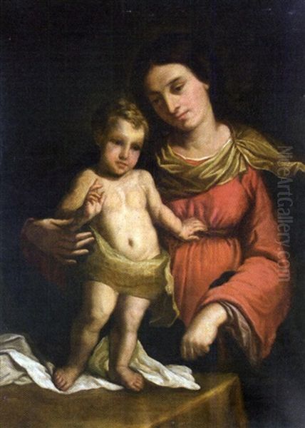 Vierge Avec L'enfant Benissant Oil Painting by  Guercino