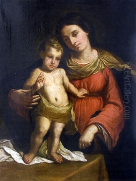 Vierge Avec L'enfant Benissant Oil Painting by  Guercino