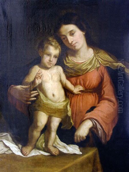 Vierge Avec L'enfant Benissant Oil Painting by  Guercino