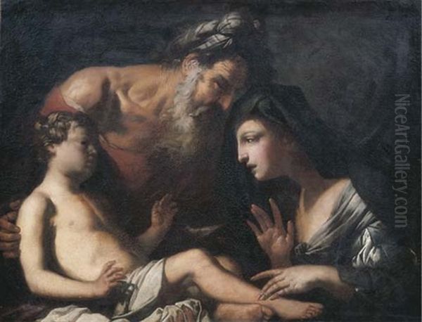 Elijah And The Widow Of Zarephath Oil Painting by  Guercino