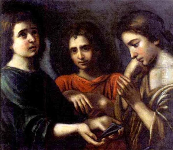 Angels In Adoration Of The Instruments Of The Passion Oil Painting by  Guercino